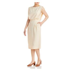 LAFAYETTE 148 NEW YORK Womens Beige Back Slit Unlined Sleeveless Blouson Dress 4